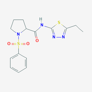molecular formula C15H18N4O3S2 B299813 1-(benzenesulfonyl)-N-(5-ethyl-1,3,4-thiadiazol-2-yl)pyrrolidine-2-carboxamide 