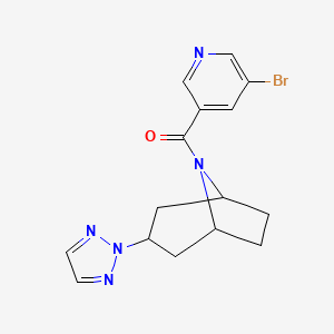 molecular formula C15H16BrN5O B2998131 ((1R,5S)-3-(2H-1,2,3-triazol-2-yl)-8-azabicyclo[3.2.1]octan-8-yl)(5-bromopyridin-3-yl)methanone CAS No. 2108363-17-1