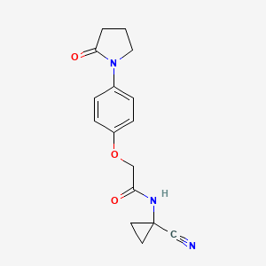 molecular formula C16H17N3O3 B2998135 N-(1-cyanocyclopropyl)-2-[4-(2-oxopyrrolidin-1-yl)phenoxy]acetamide CAS No. 1424611-16-4
