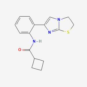 molecular formula C16H17N3OS B2998182 N-(2-(2,3-dihydroimidazo[2,1-b]thiazol-6-yl)phenyl)cyclobutanecarboxamide CAS No. 2034616-00-5