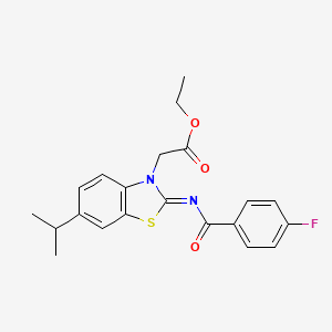 molecular formula C21H21FN2O3S B2998183 (Z)-ethyl 2-(2-((4-fluorobenzoyl)imino)-6-isopropylbenzo[d]thiazol-3(2H)-yl)acetate CAS No. 897620-26-7