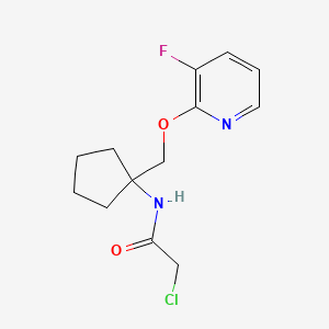 molecular formula C13H16ClFN2O2 B2998186 2-Chloro-N-[1-[(3-fluoropyridin-2-yl)oxymethyl]cyclopentyl]acetamide CAS No. 2411238-79-2