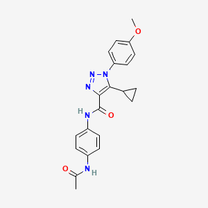 molecular formula C21H21N5O3 B2998193 N-[4-(acetylamino)phenyl]-5-cyclopropyl-1-(4-methoxyphenyl)-1H-1,2,3-triazole-4-carboxamide CAS No. 954830-02-5