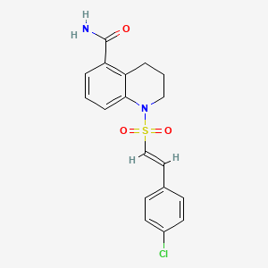 1-[(E)-2-(4-chlorophenyl)ethenyl]sulfonyl-3,4-dihydro-2H-quinoline-5-carboxamide