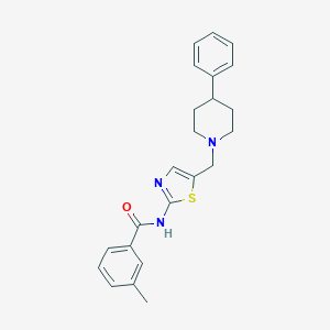 molecular formula C23H25N3OS B299820 3-methyl-N-{5-[(4-phenyl-1-piperidinyl)methyl]-1,3-thiazol-2-yl}benzamide 