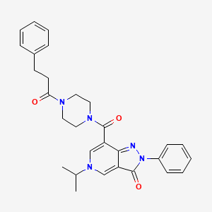 5-isopropyl-2-phenyl-7-(4-(3-phenylpropanoyl)piperazine-1-carbonyl)-2H-pyrazolo[4,3-c]pyridin-3(5H)-one