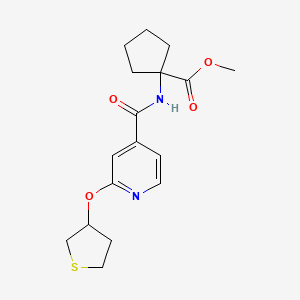 molecular formula C17H22N2O4S B2998241 Methyl 1-(2-((tetrahydrothiophen-3-yl)oxy)isonicotinamido)cyclopentanecarboxylate CAS No. 2034498-84-3