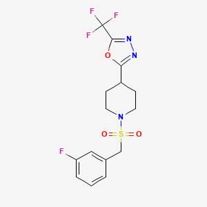 2-(1-((3-Fluorobenzyl)sulfonyl)piperidin-4-yl)-5-(trifluoromethyl)-1,3,4-oxadiazole