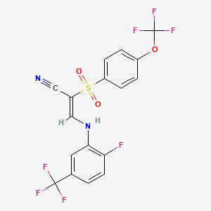 3-((2-Fluoro-5-(trifluoromethyl)phenyl)amino)-2-((4-(trifluoromethoxy)phenyl)sulfonyl)prop-2-enenitrile