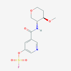 molecular formula C12H15FN2O6S B2998254 3-Fluorosulfonyloxy-5-[[(3R,4R)-4-methoxyoxan-3-yl]carbamoyl]pyridine CAS No. 2418593-83-4