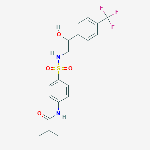 molecular formula C19H21F3N2O4S B2998256 N-(4-(N-(2-hydroxy-2-(4-(trifluoromethyl)phenyl)ethyl)sulfamoyl)phenyl)isobutyramide CAS No. 1351641-20-7