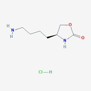 molecular formula C7H15ClN2O2 B2998258 (4S)-4-(4-Aminobutyl)-1,3-oxazolidin-2-one;hydrochloride CAS No. 2470279-82-2