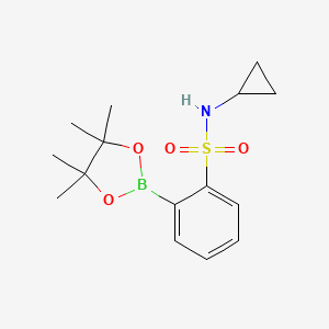 molecular formula C15H22BNO4S B2998262 N-Cyclopropyl-2-(tetramethyl-1,3,2-dioxaborolan-2-yl)benzenesulfonamide CAS No. 2377607-54-8