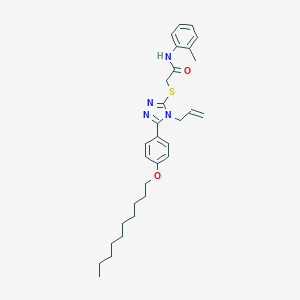 molecular formula C30H40N4O2S B299827 2-({4-allyl-5-[4-(decyloxy)phenyl]-4H-1,2,4-triazol-3-yl}sulfanyl)-N-(2-methylphenyl)acetamide 