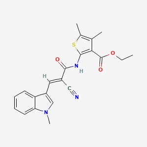 molecular formula C22H21N3O3S B2998270 (E)-乙基 2-(2-氰基-3-(1-甲基-1H-吲哚-3-基)丙烯酰胺)-4,5-二甲基噻吩-3-羧酸酯 CAS No. 314259-74-0