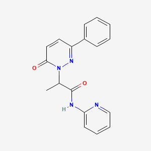 molecular formula C18H16N4O2 B2998271 2-(6-oxo-3-phenylpyridazin-1(6H)-yl)-N-(pyridin-2-yl)propanamide CAS No. 1203281-19-9