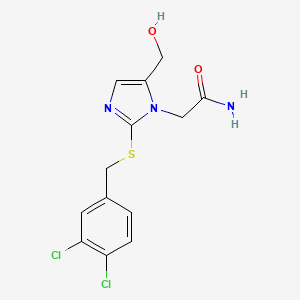 molecular formula C13H13Cl2N3O2S B2998273 2-(2-((3,4-二氯苄基)硫代)-5-(羟甲基)-1H-咪唑-1-基)乙酰胺 CAS No. 921503-48-2
