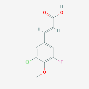 molecular formula C10H8ClFO3 B2998278 3-氯-5-氟-4-甲氧基肉桂酸 CAS No. 886501-39-9