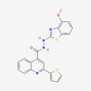 molecular formula C22H16N4O2S2 B2998283 N'-(4-methoxybenzo[d]thiazol-2-yl)-2-(thiophen-2-yl)quinoline-4-carbohydrazide CAS No. 851978-34-2