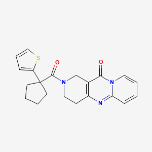 molecular formula C21H21N3O2S B2998290 2-(1-(thiophen-2-yl)cyclopentanecarbonyl)-3,4-dihydro-1H-dipyrido[1,2-a:4',3'-d]pyrimidin-11(2H)-one CAS No. 2034264-23-6