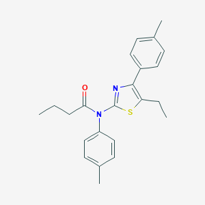 molecular formula C23H26N2OS B299830 N-[5-ethyl-4-(4-methylphenyl)-1,3-thiazol-2-yl]-N-(4-methylphenyl)butanamide 