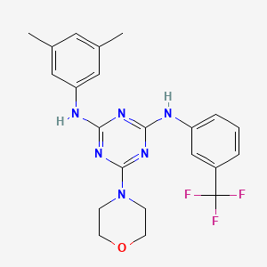 molecular formula C22H23F3N6O B2998302 N-(3,5-dimethylphenyl)-6-(morpholin-4-yl)-N'-[3-(trifluoromethyl)phenyl]-1,3,5-triazine-2,4-diamine CAS No. 898617-76-0