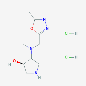 molecular formula C10H20Cl2N4O2 B2998307 (3R)-4-{ethyl[(5-methyl-1,3,4-oxadiazol-2-yl)methyl]amino}pyrrolidin-3-ol dihydrochloride CAS No. 1807919-93-2
