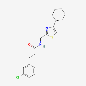 molecular formula C19H23ClN2OS B2998313 3-(3-chlorophenyl)-N-((4-cyclohexylthiazol-2-yl)methyl)propanamide CAS No. 2034335-64-1