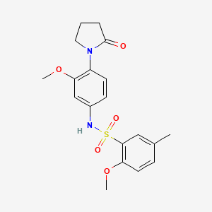 molecular formula C19H22N2O5S B2998322 2-methoxy-N-(3-methoxy-4-(2-oxopyrrolidin-1-yl)phenyl)-5-methylbenzenesulfonamide CAS No. 941935-35-9