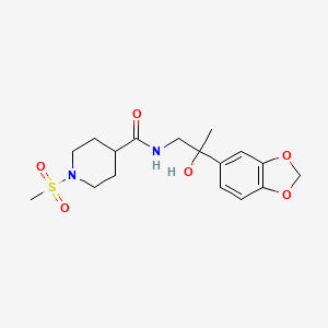 molecular formula C17H24N2O6S B2998340 N-(2-(苯并[d][1,3]二氧杂环-5-基)-2-羟基丙基)-1-(甲磺酰基)哌啶-4-甲酰胺 CAS No. 1795301-39-1
