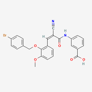 molecular formula C25H19BrN2O5 B2998348 3-[[(Z)-3-[2-[(4-Bromophenyl)methoxy]-3-methoxyphenyl]-2-cyanoprop-2-enoyl]amino]benzoic acid CAS No. 522656-86-6