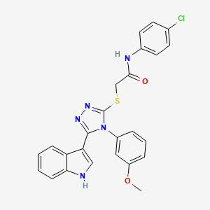 molecular formula C25H20ClN5O2S B2998351 2-((5-(1H-indol-3-yl)-4-(3-methoxyphenyl)-4H-1,2,4-triazol-3-yl)thio)-N-(4-chlorophenyl)acetamide CAS No. 946377-35-1