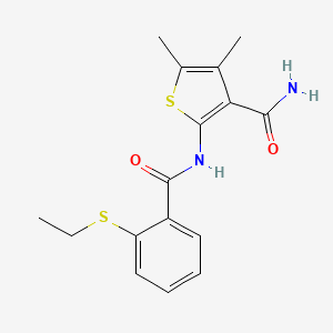 molecular formula C16H18N2O2S2 B2998365 2-(2-(乙硫基)苯甲酰胺)-4,5-二甲基噻吩-3-甲酰胺 CAS No. 886918-87-2
