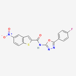 molecular formula C17H9FN4O4S B2998367 N-[5-(4-fluorophenyl)-1,3,4-oxadiazol-2-yl]-5-nitro-1-benzothiophene-2-carboxamide CAS No. 865285-51-4