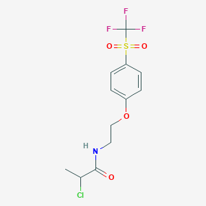 B2998370 2-Chloro-N-[2-[4-(trifluoromethylsulfonyl)phenoxy]ethyl]propanamide CAS No. 2411255-37-1
