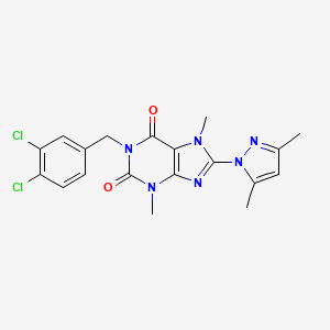 molecular formula C19H18Cl2N6O2 B2998386 1-(3,4-dichlorobenzyl)-8-(3,5-dimethyl-1H-pyrazol-1-yl)-3,7-dimethyl-1H-purine-2,6(3H,7H)-dione CAS No. 908228-26-2