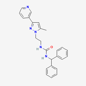 molecular formula C25H25N5O B2998388 1-二苯甲基-3-(2-(5-甲基-3-(吡啶-3-基)-1H-吡唑-1-基)乙基)脲 CAS No. 2034289-73-9