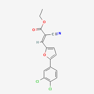 molecular formula C16H11Cl2NO3 B2998392 Ethyl 2-cyano-3-[5-(3,4-dichlorophenyl)furan-2-yl]prop-2-enoate CAS No. 301687-83-2