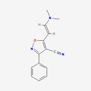 molecular formula C14H13N3O B2998393 5-[(E)-2-(dimethylamino)ethenyl]-3-phenyl-1,2-oxazole-4-carbonitrile CAS No. 1610688-92-0