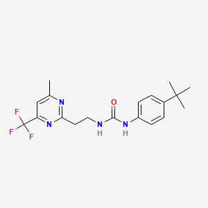 molecular formula C19H23F3N4O B2998403 1-(4-(Tert-butyl)phenyl)-3-(2-(4-methyl-6-(trifluoromethyl)pyrimidin-2-yl)ethyl)urea CAS No. 1421585-37-6