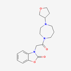 molecular formula C18H23N3O4 B2998405 3-(2-氧代-2-(4-(四氢呋喃-3-基)-1,4-二氮杂环戊烷-1-基)乙基)苯并[d]恶唑-2(3H)-酮 CAS No. 2309553-15-7