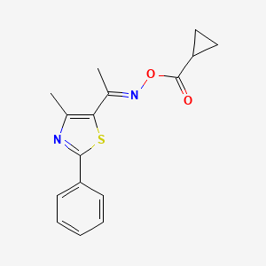molecular formula C16H16N2O2S B2998407 (E)-[1-(4-methyl-2-phenyl-1,3-thiazol-5-yl)ethylidene]amino cyclopropanecarboxylate CAS No. 860649-87-2
