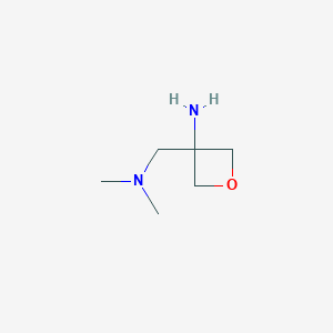 molecular formula C6H14N2O B2998409 3-[(二甲胺基)甲基]噁唑环丙烷-3-胺 CAS No. 2141347-88-6