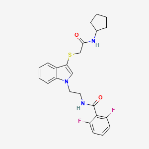 N-(2-(3-((2-(cyclopentylamino)-2-oxoethyl)thio)-1H-indol-1-yl)ethyl)-2,6-difluorobenzamide