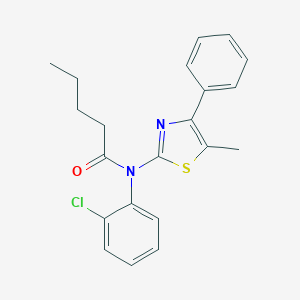 molecular formula C21H21ClN2OS B299842 N-(2-chlorophenyl)-N-(5-methyl-4-phenyl-1,3-thiazol-2-yl)pentanamide 
