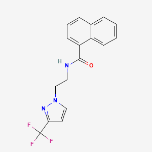 molecular formula C17H14F3N3O B2998423 N-(2-(3-(三氟甲基)-1H-吡唑-1-基)乙基)-1-萘甲酰胺 CAS No. 1448129-64-3