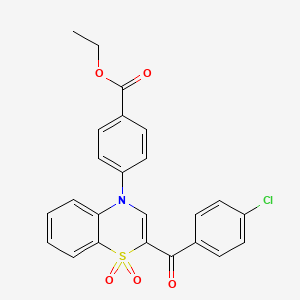 molecular formula C24H18ClNO5S B2998430 4-[2-(4-氯苯甲酰基)-1,1-二氧化-4H-1,4-苯并噻嗪-4-基]苯甲酸乙酯 CAS No. 1114660-22-8