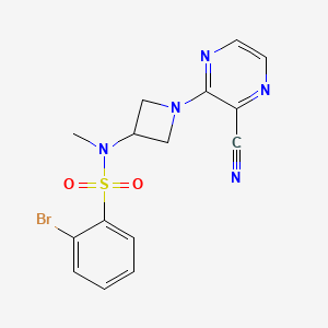 molecular formula C15H14BrN5O2S B2998434 2-溴-N-[1-(3-氰基吡嗪-2-基)氮杂环丁-3-基]-N-甲基苯磺酰胺 CAS No. 2380181-83-7