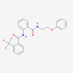 molecular formula C23H19F3N2O3 B299844 N-(2-phenoxyethyl)-2-{[2-(trifluoromethyl)benzoyl]amino}benzamide 