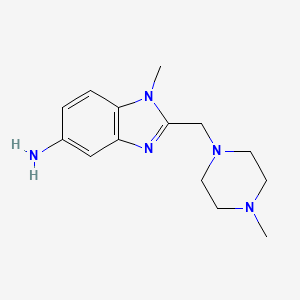 molecular formula C14H21N5 B2998442 1-甲基-2-[(4-甲基哌嗪-1-基)甲基]-1H-苯并咪唑-5-胺 CAS No. 1134332-03-8